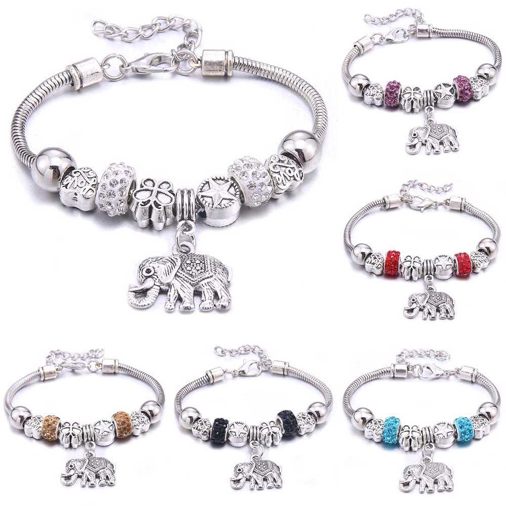 6-colors Crystal Beads Elephant beading Charm Bracelet & Bangles Jewelry - The Jewellery Supermarket