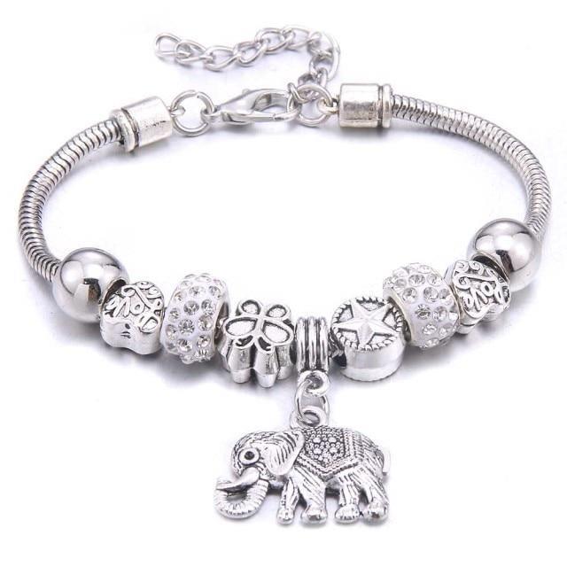 6-colors Crystal Beads Elephant beading Charm Bracelet & Bangles Jewelry - The Jewellery Supermarket