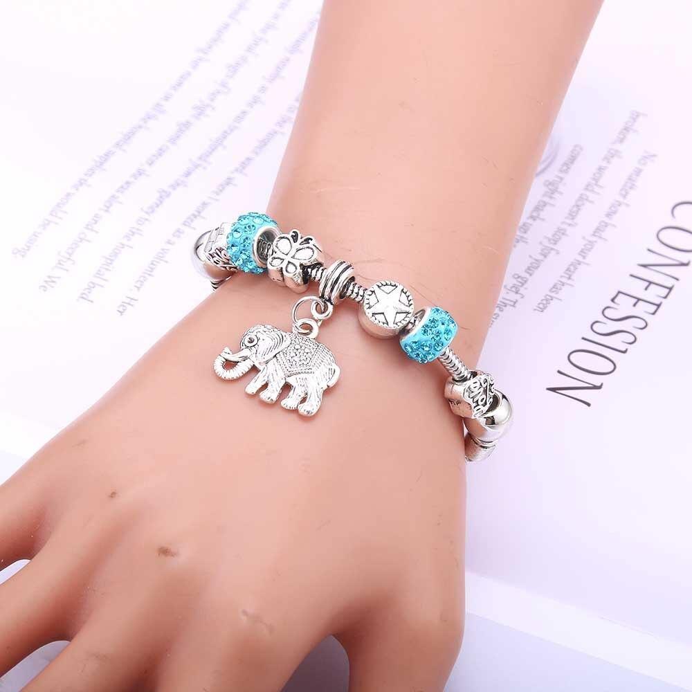 6-colors Crystal Beads Elephant beading Charm Bracelet & Bangles Jewelry - The Jewellery Supermarket