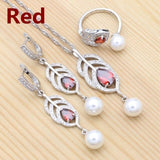 925 Silver Natural Green AAA+ Cubic Zirconia White Pearl Jewellery Set - The Jewellery Supermarket