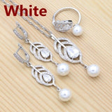 925 Silver Natural Green AAA+ Cubic Zirconia White Pearl Jewellery Set - The Jewellery Supermarket