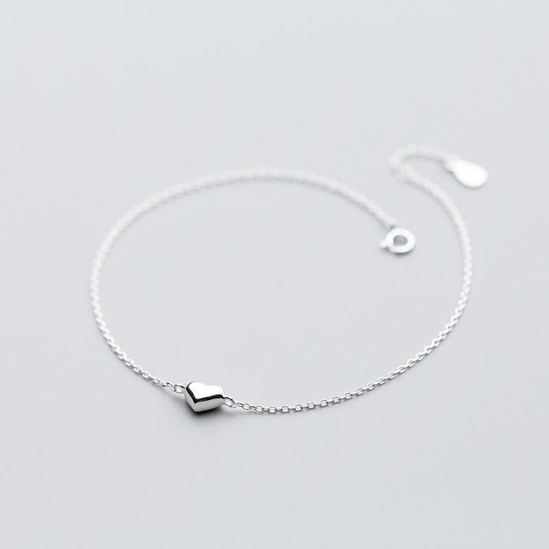 925 Sterling Silver Minimalist Romantic Shiny Heart Bracelet- Wholesale Prices by Jewellery Supermarket - The Jewellery Supermarket