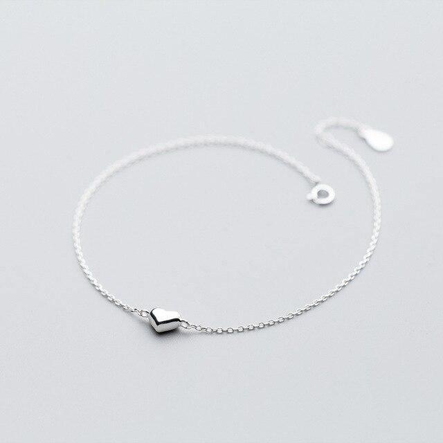 925 Sterling Silver Minimalist Romantic Shiny Heart Bracelet- Wholesale Prices by Jewellery Supermarket - The Jewellery Supermarket
