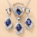 925 Sterling Silver Wedding Accessories Women Bridal Jewelry Sets With Natural Stone CZ Blue Bracelet And Ring Sets - The Jewellery Supermarket