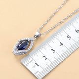 925 Sterling Silver Wedding Accessories Women Bridal Jewelry Sets With Natural Stone CZ Blue Bracelet And Ring Sets - The Jewellery Supermarket