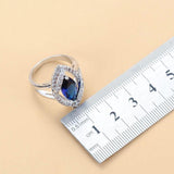 925 Sterling Silver Wedding Accessories Women Bridal Jewelry Sets With Natural Stone CZ Blue Bracelet And Ring Sets - The Jewellery Supermarket