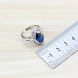 925 Sterling Silver Wedding Accessories Women Bridal Jewelry Sets With Natural Stone CZ Blue Bracelet And Ring Sets - The Jewellery Supermarket