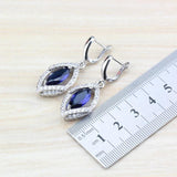 925 Sterling Silver Wedding Accessories Women Bridal Jewelry Sets With Natural Stone CZ Blue Bracelet And Ring Sets - The Jewellery Supermarket