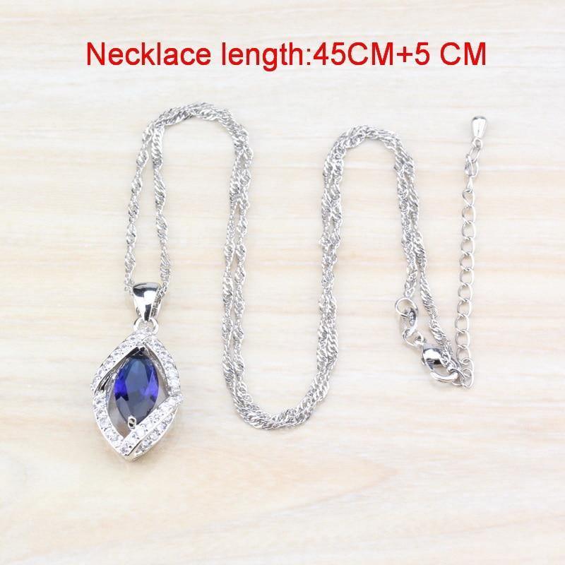 925 Sterling Silver Wedding Accessories Women Bridal Jewelry Sets With Natural Stone CZ Blue Bracelet And Ring Sets - The Jewellery Supermarket