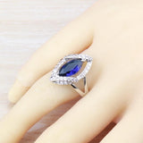 925 Sterling Silver Wedding Accessories Women Bridal Jewelry Sets With Natural Stone CZ Blue Bracelet And Ring Sets - The Jewellery Supermarket