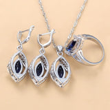925 Sterling Silver Wedding Accessories Women Bridal Jewelry Sets With Natural Stone CZ Blue Bracelet And Ring Sets - The Jewellery Supermarket