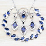 925 Sterling Silver Wedding Accessories Women Bridal Jewelry Sets With Natural Stone CZ Blue Bracelet And Ring Sets - The Jewellery Supermarket