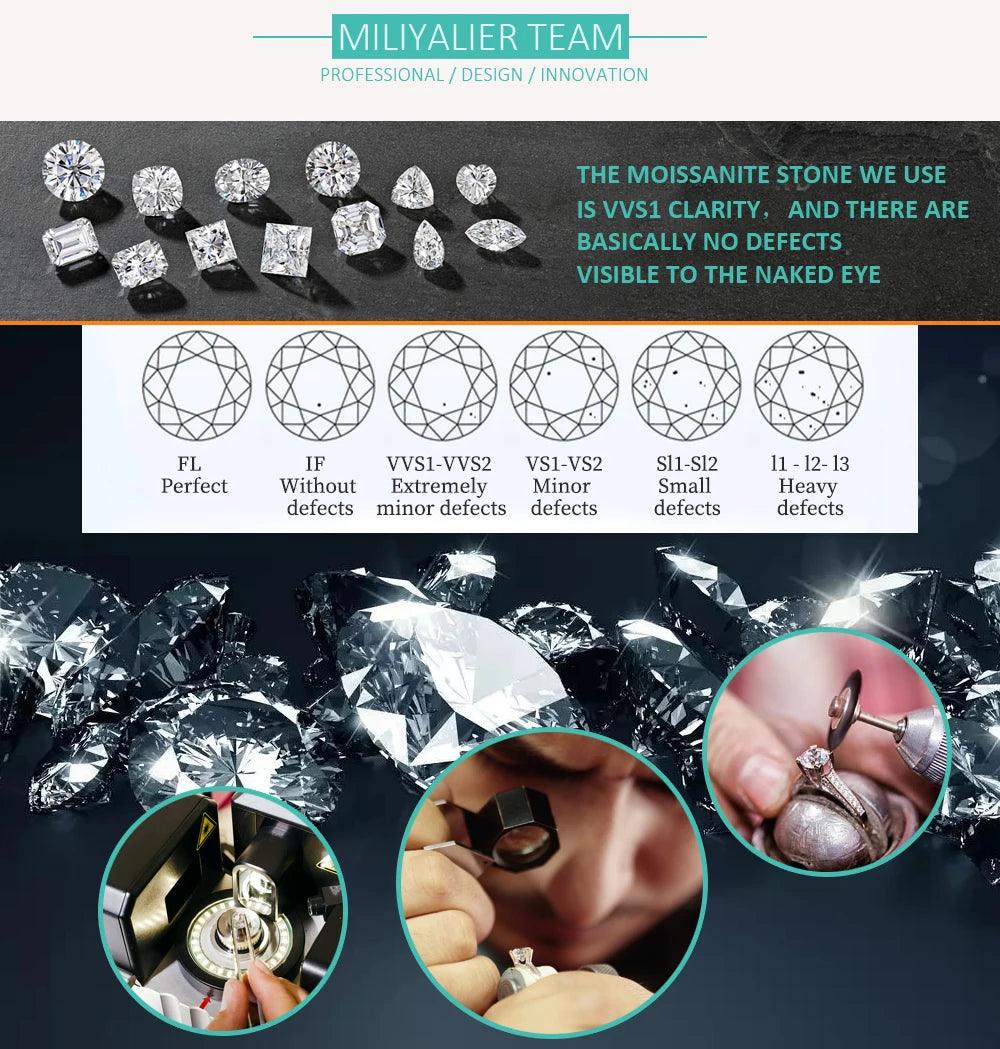 1/2/3ct Moissanite D VVS1 Lab Diamond 925 Sterling Silver Engagement Wedding for Women Rings with GRA Fine Jewellery