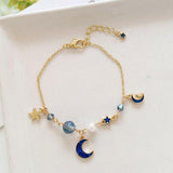 Simple Star Moon Zircon Pearl Charm Bracelets - Cute Elegant Exquisite Shiny Link Chain Bracelet Charm Jewellery - The Jewellery Supermarket