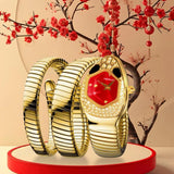 Elegant Ladies' Red Snake Shaped Strap, Personalized and Elegant High-End Quartz Watches - Perfect Gifts