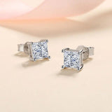 Terrific D Colour Princess Cut 18K WGP Moissanite Diamonds Earrings - Sterling Fine Jewellery for Women - The Jewellery Supermarket