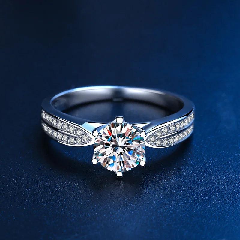 1/2/3ct Moissanite D VVS1 Lab Diamond 925 Sterling Silver Engagement Wedding for Women Rings with GRA Fine Jewellery