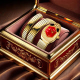 Elegant Ladies' Red Snake Shaped Strap, Personalized and Elegant High-End Quartz Watches - Perfect Gifts