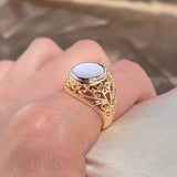 New Design Hollow Flower Rolled Rose Gold of 14-Karat Purity Round Glossy Ring - Ethnic Fine Jewellery
