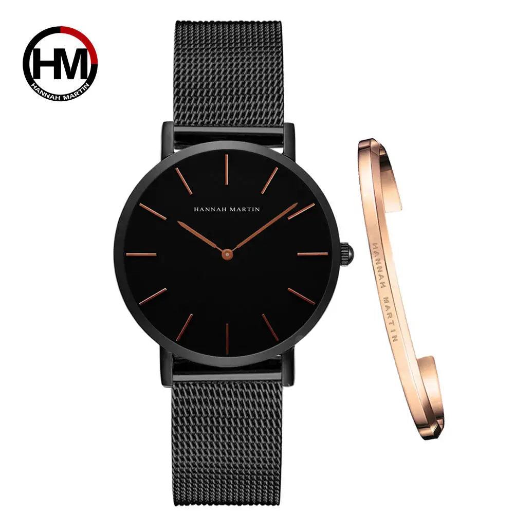 New Arrival Simple Elegant Rose Gold Women Bracelet Watches Set Quartz Movement Stainless Steel Mesh Watches