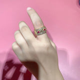 Fashion Luxury Double Row Micro-wax Inlay Filled 14K Rose Gold AAA Zircon Diamonds Rings - Wedding Party Jewellery