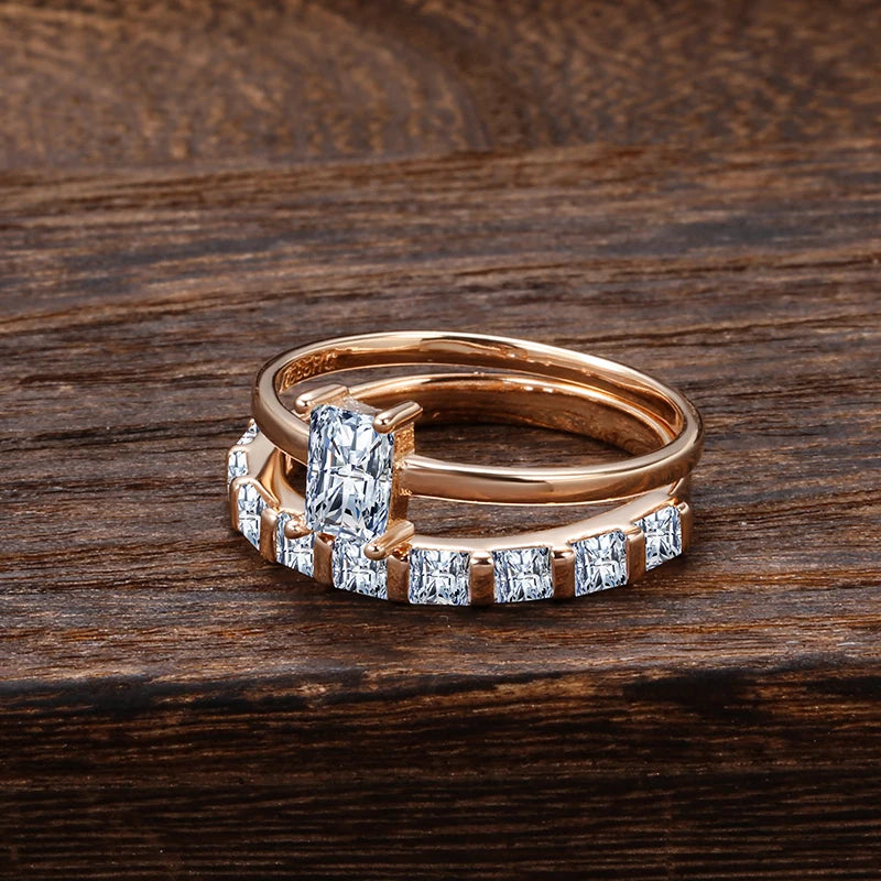 Popular Simple Square 14K Rolled Rose Gold AAA Zircon Crsytals Fashion Party Daily Rings - Fine Jewellery
