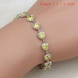 Heart Design Silver Yellow AAA+ Cubic Zirconia Stone Earrings/Pendant/Rings/Bracelet/Necklace Jewellery Set - The Jewellery Supermarket