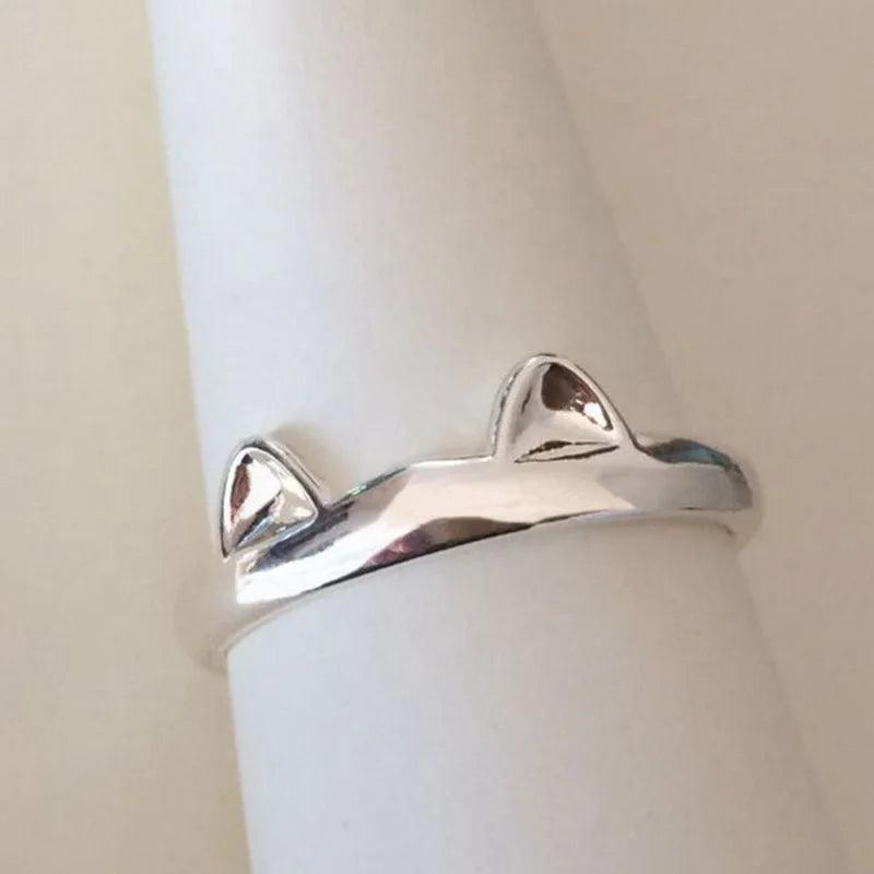 New Cute Lifelike Cat Opening Rings For Women and Girls - Trendy Silver Color Adjustable Jewellery Rings - The Jewellery Supermarket