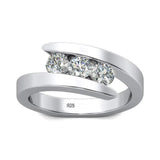 Superb 3 Stone Moissanite Diamonds Rings For Woman With Certificate Luxury 925 Silver Engagement Wedding Jewellery