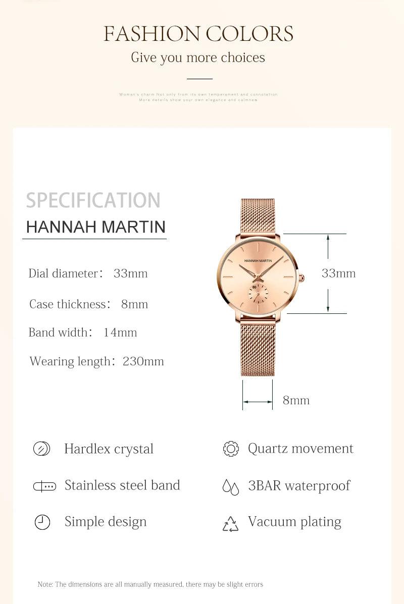 Elegant Simple Fashion Rose Gold Colour Case Ladie's Watch Blue Stainless Steel Mesh Belt Quartz Waterproof Watches