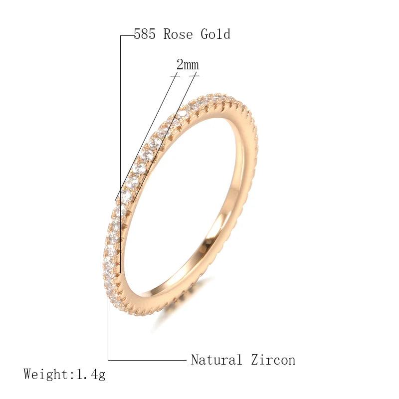 New Arrival 14K Rolled Rose Gold Single Row Micro-wax Inlay AAA Zircon Diamonds Rings - Party Trendy Fine Jewellery