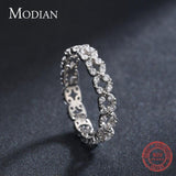 Sterling Silver Geometric Stackable Clear AAAA Simulated Diamonds Ring - Wedding Statement Jewellery - The Jewellery Supermarket