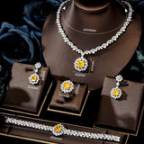Gorgeous New Trendy Square Yellow High Quality AAA+ CZ 18K Gold/White Gold Plated Jewellery Set For Women - The Jewellery Supermarket