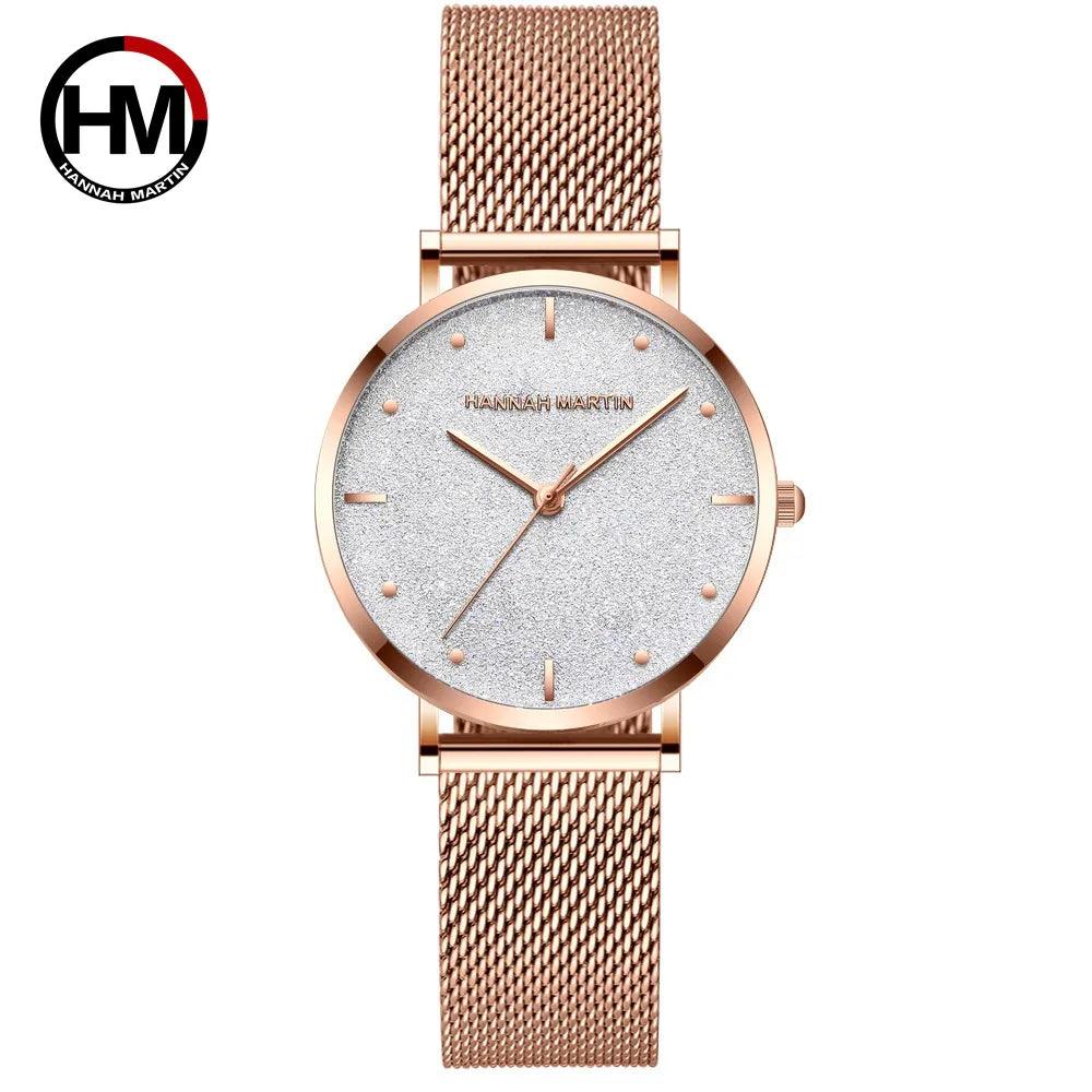 Elegant Sahara Desert Dial Design Top Brand Luxury Quartz Stainless Steel Rose Gold Colour Waterproof Ladies Watches