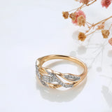 Luxury Vintage Flower Design Rolled 14K Rose Gold AAA Zircon Diamonds Ring - Fashion Daily Fine Jewellery