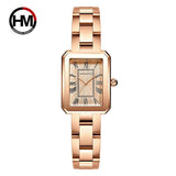 Elegant Female Rose Gold Tone Square Dial Ladies Watches - Fashion Stainless Steel Waterproof Quartz Wristwatches