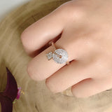 Luxury Bride Wedding Lock 14K Filled Rose Gold Ring Micro Inlays Covered AAA Zircon Diamonds - Fine Jewellery