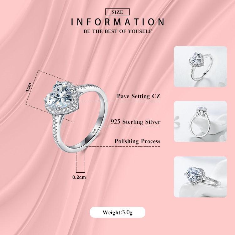 Heart Shape Silver Jewelry Ring AAAA Level Simulated Diamonds Wedding Engagement Rings - Fine Jewellery - The Jewellery Supermarket