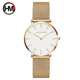 New Gold Colour Design Dial Quartz Movement Ladies Wristwatches Stainless Steel Mesh Ultra thin Waterproof Watches