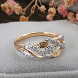 Luxury Vintage Flower Design Rolled 14K Rose Gold AAA Zircon Diamonds Ring - Fashion Daily Fine Jewellery