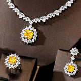 Gorgeous New Trendy Square Yellow High Quality AAA+ CZ 18K Gold/White Gold Plated Jewellery Set For Women - The Jewellery Supermarket