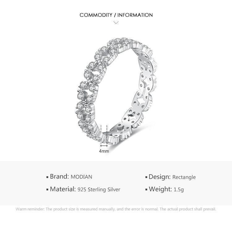 Sterling Silver Geometric Stackable Clear AAAA Simulated Diamonds Ring - Wedding Statement Jewellery - The Jewellery Supermarket