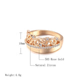 Luxury 14K Rolled Rose Gold Weaving Patterned Queen Crown AAA Zircon Diamonds Ring - Vintage Style Jewellery