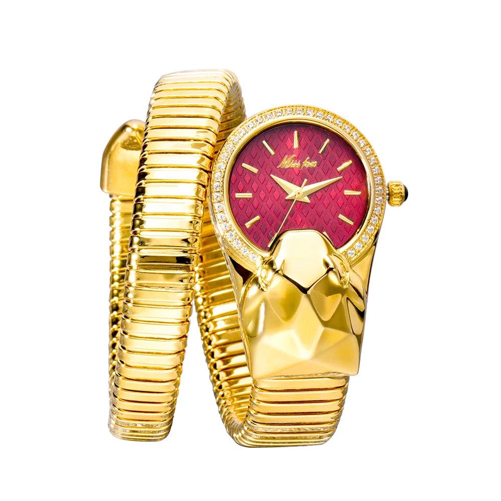 High Quality Top Brand Golden Colour Snakes Shape Ladies Watch Jewellery - Casual Fashion Dress Women's Watches