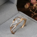 Luxury Vintage Flower Design Rolled 14K Rose Gold AAA Zircon Diamonds Ring - Fashion Daily Fine Jewellery
