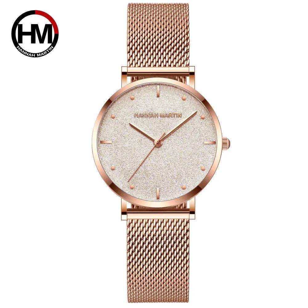 Elegant Sahara Desert Dial Design Top Brand Luxury Quartz Stainless Steel Rose Gold Colour Waterproof Ladies Watches