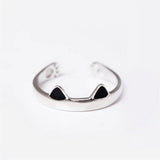 New Cute Lifelike Cat Opening Rings For Women and Girls - Trendy Silver Color Adjustable Jewellery Rings - The Jewellery Supermarket