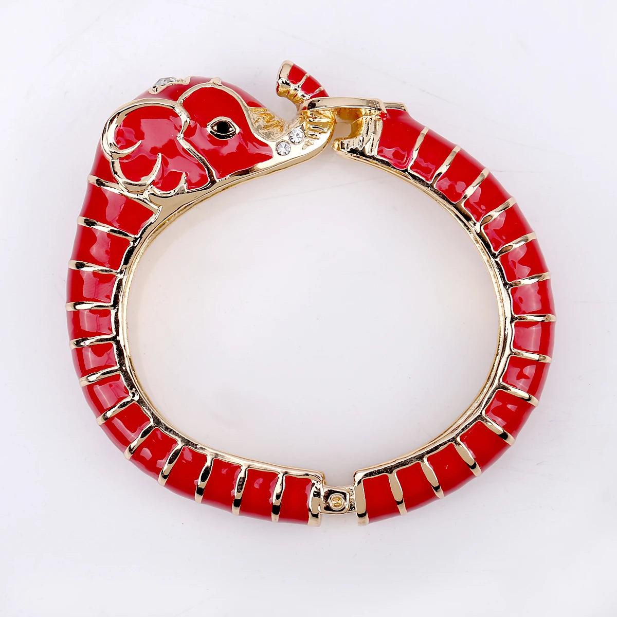 New Animal Style Elephant Inlaid Rhinestone 8 Colors Enamel Statement Bangle Bracelets for Women - Party Jewellery - The Jewellery Supermarket