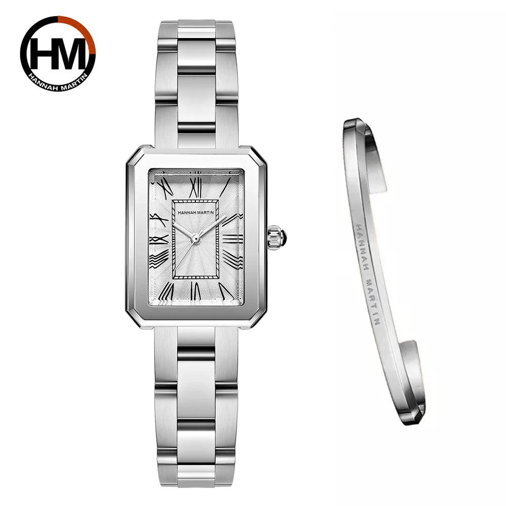 New Elegant  Quartz Women Watch With Bracelet Sets Simple Rose Gold Tone Stainless Steel Band Waterproof Watches