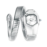 Hot Fashion Stainless Steel Bangle Snake Shape Zircon Diamond Ladies Watches - Quartz Silver Colour Wristwatches